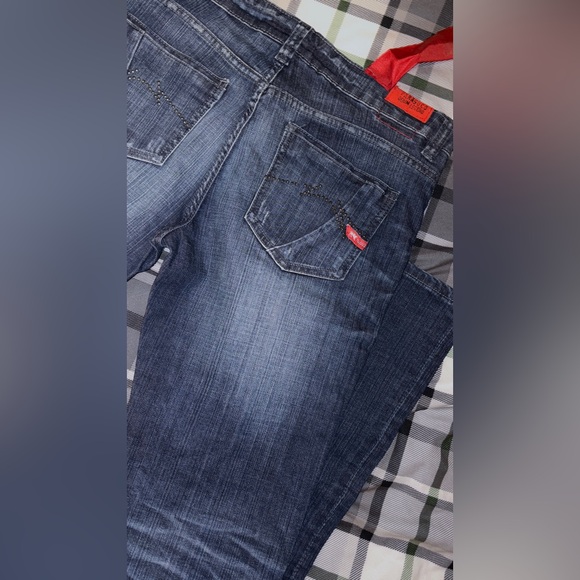 VINTAGE ● PARASUCO ● Rhinestone Flare Distressed Jeans ● Y2K - Picture 4 of 5